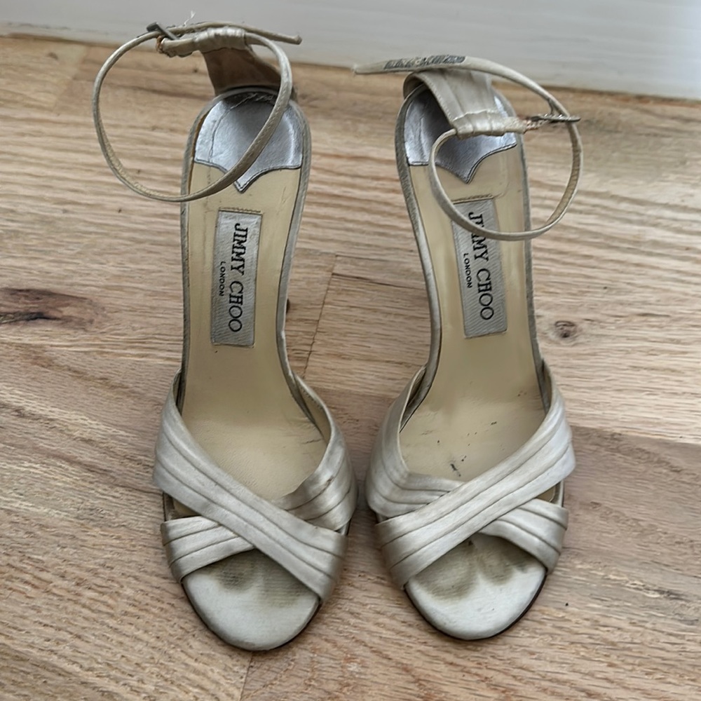 Needs TLC, satin shoes Jimmy Choo, size 36.5
